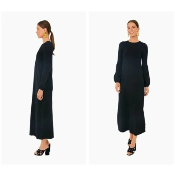 Pomander Place | NEW Black Double Knit Lennox Long Sleeve Maxi Dress Size M - Picture 4 of 13